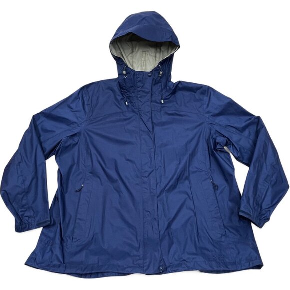 L.L. Bean Blue Waterproof Light Windbreaker Hooded Jacket Women's 3XL XXXL - Picture 2 of 15